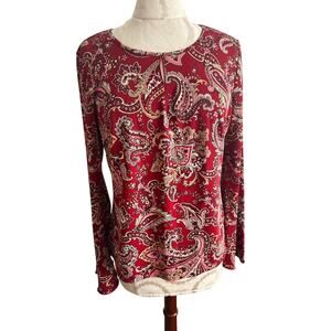 Parallel Women’s Paisley Print Red Blouse Large